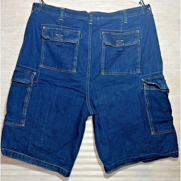 KingSize Light Blue stonewash DENIM cargo shorts Men waist 46 big w/side stretch - Picture 1 of 5